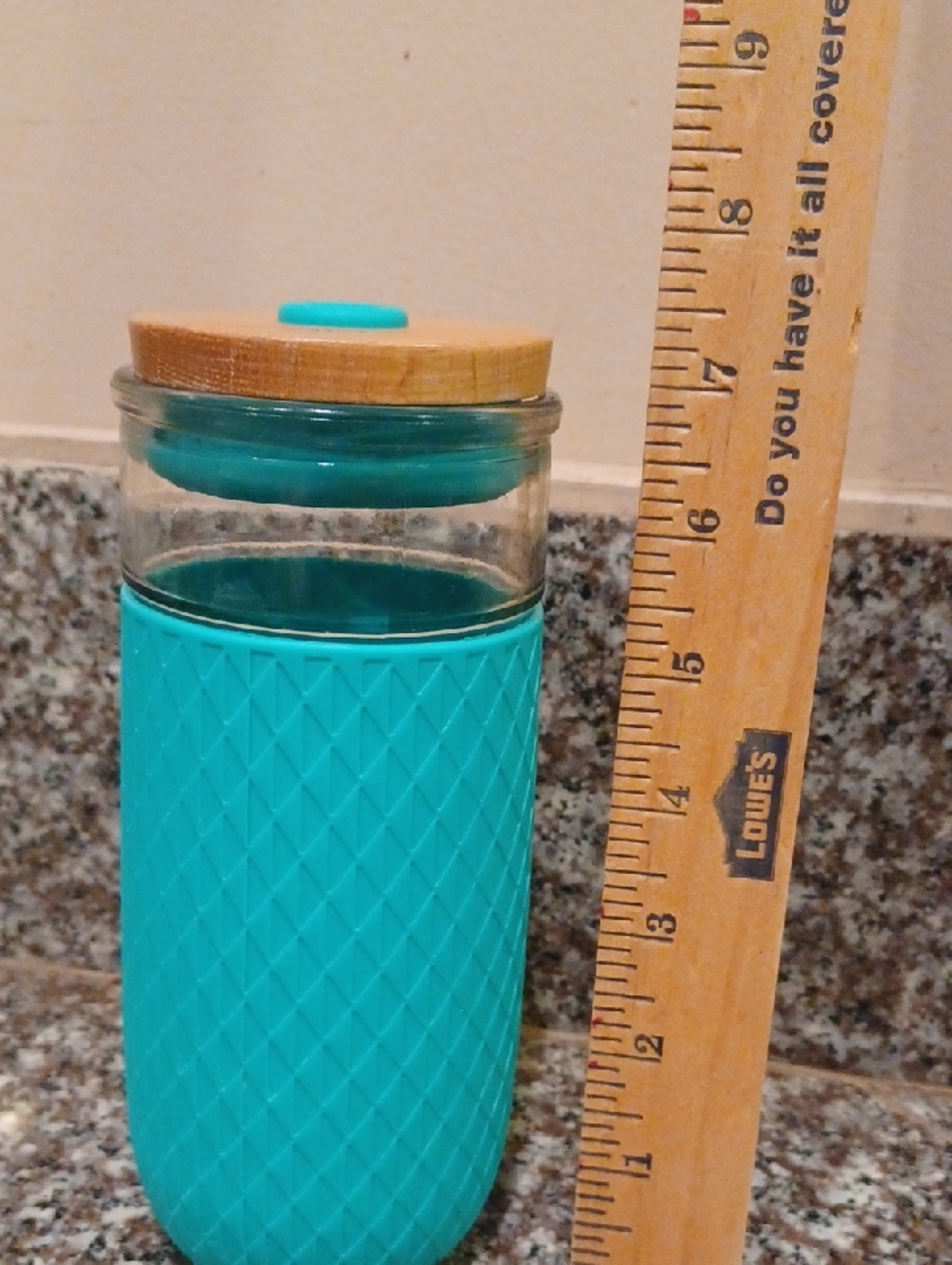 Ello Turquoise Glass Tumbler with Silicone Sleeve and Bamboo Lid